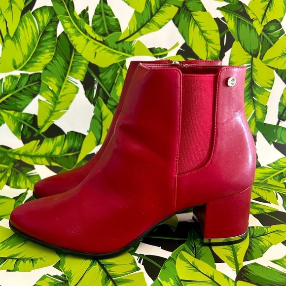 Calvin Klein Shoes - Calvin Klein Fiorianna red leather zip up boots